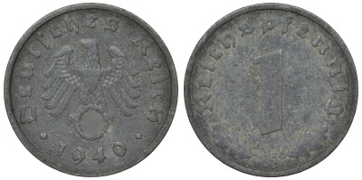 Германия 1 рейхспфенниг 1940 F KM 97, J. 369 цинк 4124-169