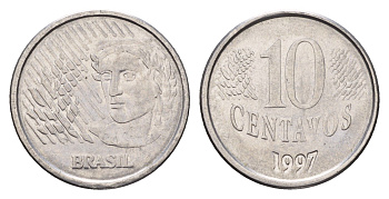 Бразилия 10 сентаво 1997 KM 633 нержавеющая сталь 4686-714