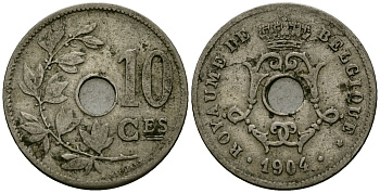 Бельгия 10 сантимов 1904 Belgique KM 52 медно-никель 4172-753