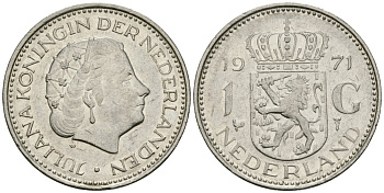 Нидерланды 1 гульден 1971 Юлиана (1948-1980) KM 184a никель 4579-536