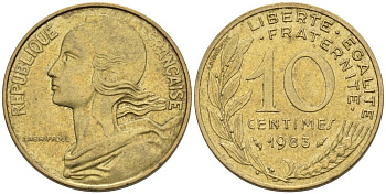 ФРАНЦИЯ 10 САНТИМОВ 1983 ТИП MARIANNE KM 929, LE FRANC 144.23 медь алюминий никель 4573-1031