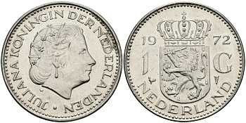 Нидерланды 1 гульден 1972 Юлиана (1948-1980) KM 184a никель 94-632