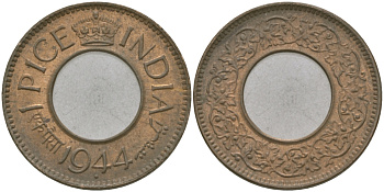 Британская Индия 1 пайс 1944 Георг VI (1936-1952) KM 533 бронза 33-1051