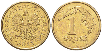 Польша 1 грош 2013 Y 276 марганец латунь UNC 4614-255