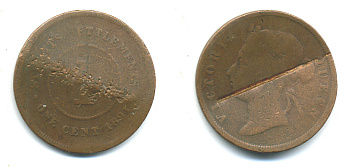 Стрейтс-Сетлментс 1 цент 1891 Виктория (1837-1901) KM 16 медь 4383-744