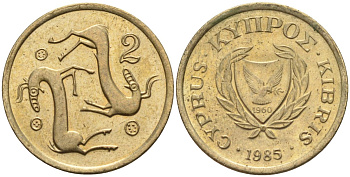 Кипр 2 цента 1985 KM 54.2 никель латунь 4174-1239