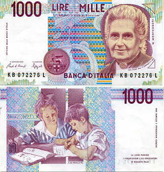 Италия 1000 лир 1990 Pick 114 a бумага aUNC 8622-21-2-2