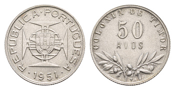 Португальский Тимор 50 аво 1951 KM 7 серебро 413-1643