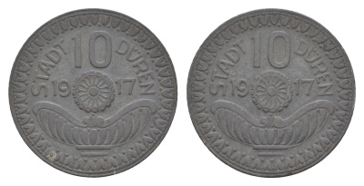 Дюрен 10 пфеннигов 1917 Funck 105.4, Men05 5807.5, Men18 7249.5 цинк 4654-915