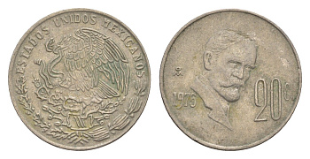 Мексика 20 сентаво 1975 Франциско Индалеси KM 442 медно-никель 4644-645