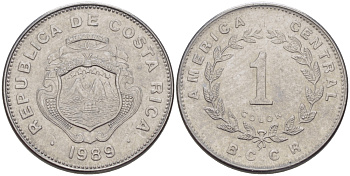 КОСТА-РИКА 1 КОЛОН 1989 с KM 210.2 нержавеющая сталь 67-1036