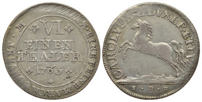 Брауншвейг-Вольфенбюттель 1/6 талера 1765 IDB, вес 5,11 гр. КМ 971 серебро 413-313