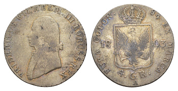 Пруссия 4 гроша 1803 A, Фридрих Вильгельм III (1797-1840) KM 370 серебро 1525-1311