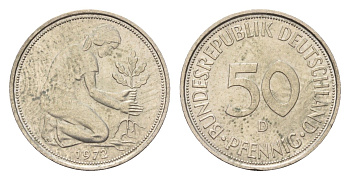ФРГ 50 пфеннигов 1972 D KM 109, J. 384 медно-никель 4621-133