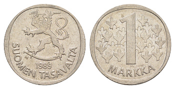 Финляндия 1 марка 1989 KM 49a медно-никель 4648-556