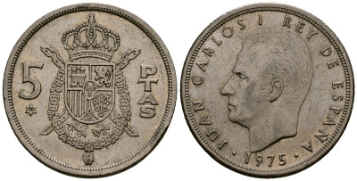 Испания 5 песет 1975 Хуан Карлос I (1975-2014) KM 807 медно-никель 4176-451
