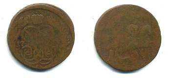 РОССИЯ 1 КОПЕЙКА 1759 медь 61-537