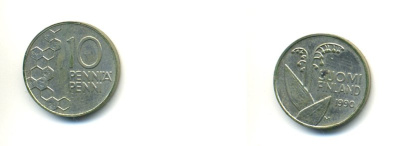 ФИНЛЯНДИЯ 10 ПЕННИ 1990 ЛАНДЫШ KM 65 медно-никель 56-816