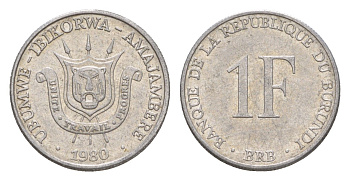 Бурунди 1 франк 1980 KM 19 алюминий 4647-1222