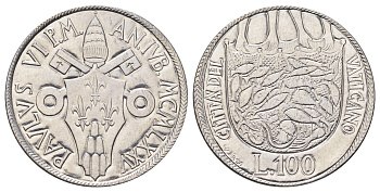 Ватикан 100 лир 1975 Священный год KM 130 нержавеющая сталь UNC 4699-632