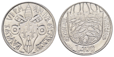 Ватикан 100 лир 1975 Священный год KM 130 нержавеющая сталь UNC 4699-632
