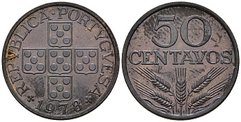 Португалия 50 сентаво 1978 KM 596 бронза 4148-357