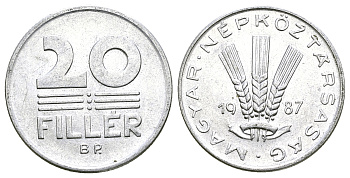 ВЕНГРИЯ 20 ФИЛЛЕРОВ 1987 НАРОДНАЯ РЕСПУБЛИКА (1949-1989) KM 573 алюминий 4385-745