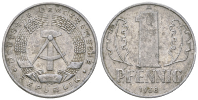 ГДР 1 пфенниг 1968 А КМ 8.1 алюминий 4615-1233