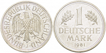 ФРГ 1 МАРКА 1981 J KM 110 медно-никель 3718-1215