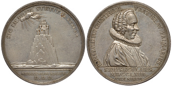 Бреслау медаль 1763 на 50 лет пребывания пастора Иоганна Фридриха Бурга в должности, девиз - так бессмертен стоял, диаметр 56,4 мм, вес 59,05 гр серебро UNC 10-003-09