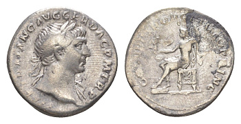 Римская Империя денарий 109 Траян, IMP TRAIANO AVG GER DAC P M TR P, бюст императора/COS V P P S P Q R OPTIMO PRINC, Рома с Викторией и скипетром, Рим RIC 116 серебро 1073-1-65