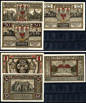 Страсбург-ин-дер-Уккермарк (Пруссия, Бранденбург) полный набор из 3 нотгельдов (25 и 50 пфеннигов; 1 марка) 1921 Mehl Grabowski 1280 бумага UNC (пресс) 7556-53-1-1