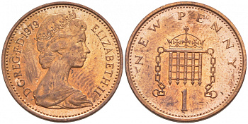 Великобритания 1 пенни 1979 Елизавета II (1952-2022) КМ 915, Spink B1 бронза 112-1259