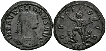 Римская Империя аврелианиан 274 Аврелиан ORIENS AVG Сердика Good Very fine RIC 279 бронза 1073-3-9-6