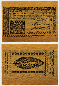 США 1 ШИЛЛИНГ 6 ПЕНСОВ 1776 РЕПЛИКА, БРИТАНСКИЕ СЕВЕРО-АМЕРИКАНСКИЕ КОЛОНИИ, НЬЮ-ДЖЕРСИ бумага 6301-8-1