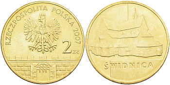 Польша 2 злотых 2007 MW, серия польские города, Свидница (Swidnica) KM 621 латунь 4589-154