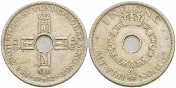НОРВЕГИЯ 1 КРОНА 1927 KM 385 медно-никель 4402-257