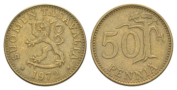 Финляндия 50 пенни 1972 KM 48 алюминиевая бронза 4648-453