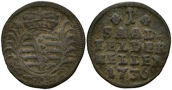 Саксен-Заафельд 1 геллер 1736 SCH 50 медь 46-1021