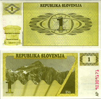 Словения 1 толар 1990 Pick 1 a бумага UNC (пресс) 8613-44-3-1