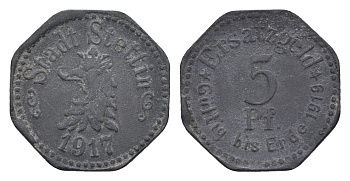 Щецин 5 пфеннигов 1917 Funck 522.1, Men18 30217.1 цинк 4516-342