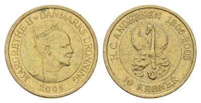 Дания 10 крон 2005 Сказка - Гадкий утёнок KM 898 алюминиевая бронза 119-216