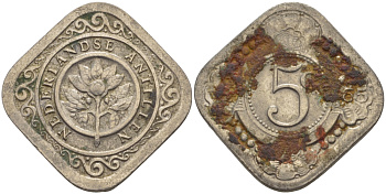 Нидерландские Антилы 5 центов 1965 Юлиана (1948-1980) KM 6 медно-никель 66-959