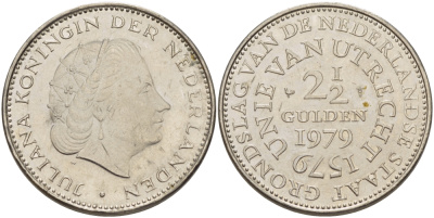 Нидерланды 2 1/2 гульдена 1979 400 лет Утрехтскому союзу, Юлиана (1949-1980) KM 197 никель 82-1244