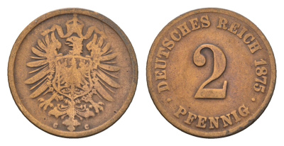 Германия 2 пфеннига 1875 G, Вильгельм I (1871-1888) KM 2, J. 2 бронза 4632-246
