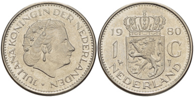 Нидерланды 1 гульден 1980 Юлиана (1948-1980) KM 184а никель 31-911