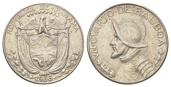 Панама 1/4 бальбоа 1966 KM 11.2a медь плакированная медно-никелем 4624-235