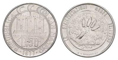 Сан-Марино 50 лир 1977 Экология KM 68 нержавеющая сталь UNC 4648-243