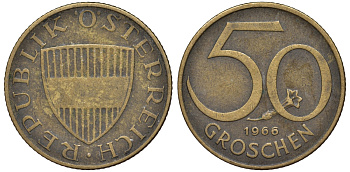 Австрия 50 грошей 1966 KM 2885 алюминиевая бронза 4596-369