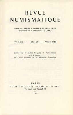 Ж.Бабелон, Ж. Лафори, Г. Ле риде, Ж. Трико  Ревю французского нумизматического общества 1965 г. 1966 J. BABELON, J. LAFAURIE, G. LE RIDER, J. TRICOU, REVUE NUMISMATIQUE, VI SERIE-TOME VII-ANNEE 1965, 345 страниц с иллюстрациями 58-01-03-06